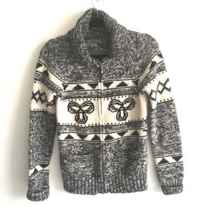 ARITZIA Sea to Sky Wool Zip Cardigan Sweater L